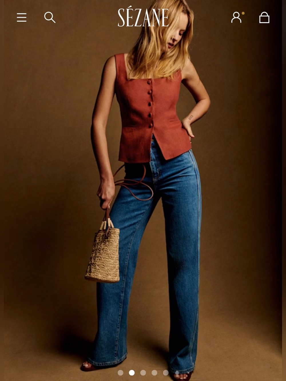 Sézane Zelinda Blouse in Chestnut sz. 38